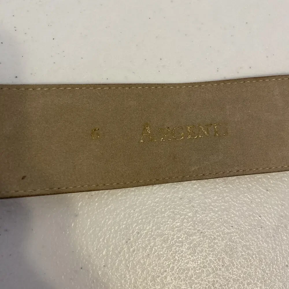 Vintage Crock Embossed Beige Faux Leather Belt Women's Size 6/35” Western Preppy